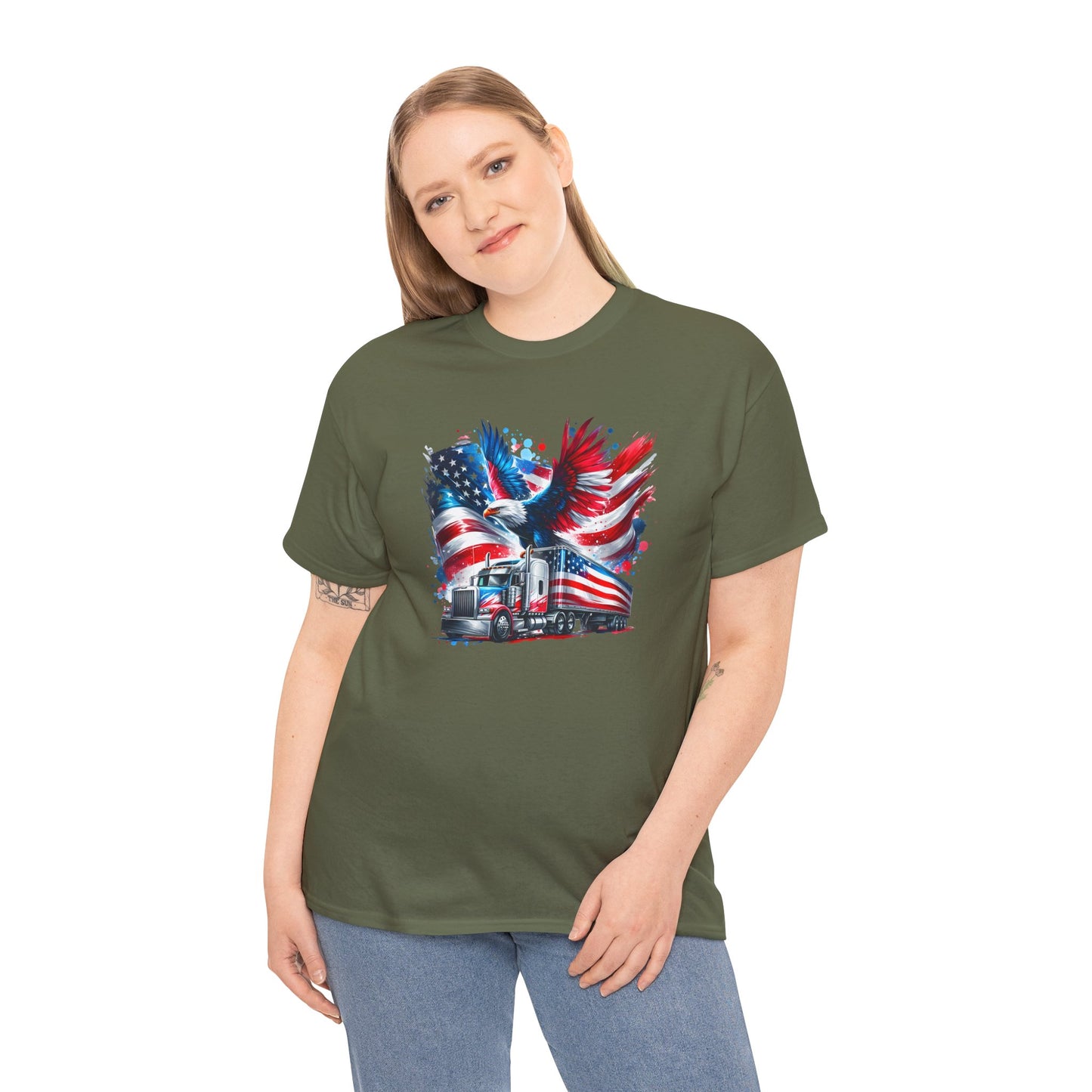 Princess Grace Patriotic Eagle Truck Unisex Heavy Cotton Tee