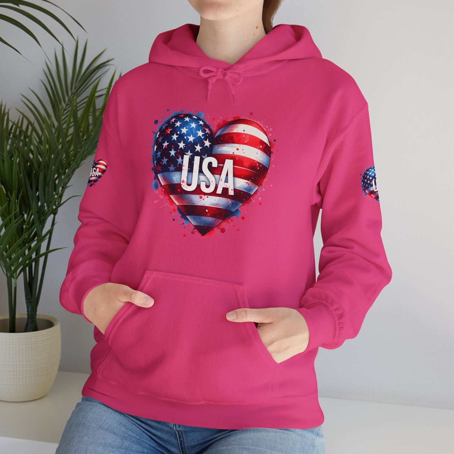 Princess Grace Patriotic Heart Hoodie for USA Lovers Unisex Heavy Blend