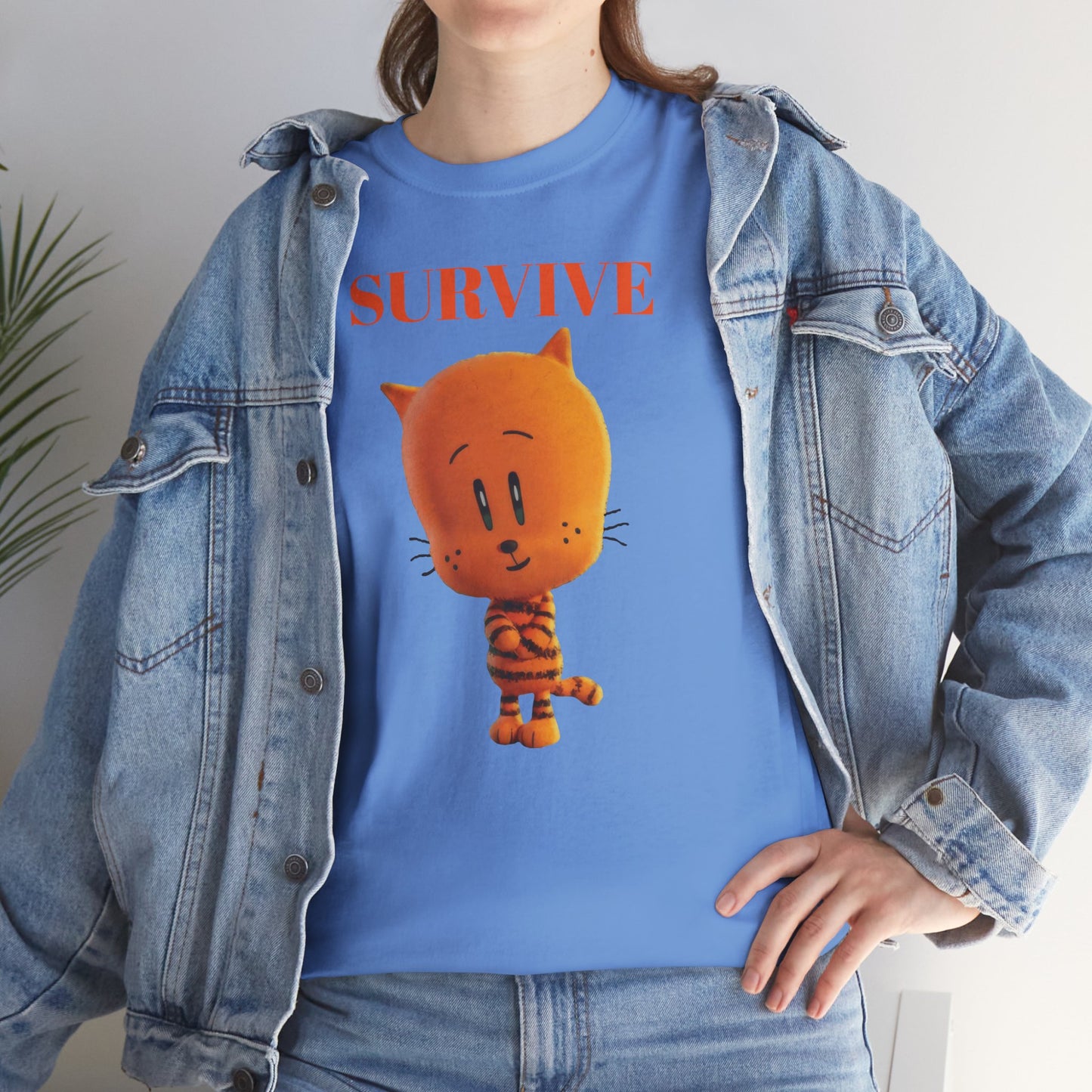 Princess Grace Survive Themed Unisex Heavy Cotton Tee Cute Cartoon Cat Design
