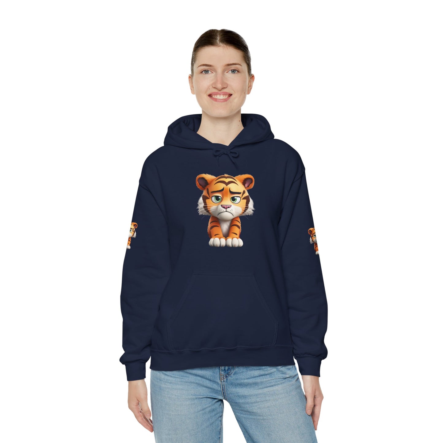 Princess Grace Playful Tiger Graphic Hoodie Unisex Heavy Blend Sweatshirt for Kids and Adults