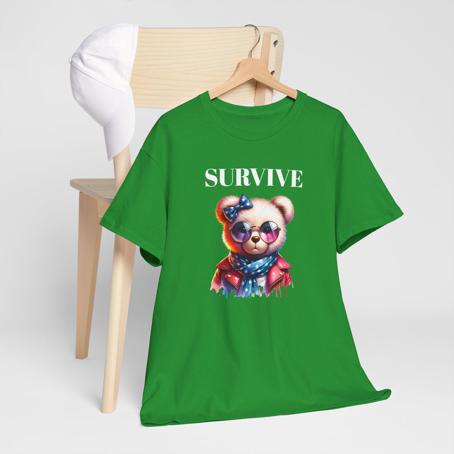 Princess Grace Cute Panda Illustration "Survive" Unisex Heavy Cotton Tee