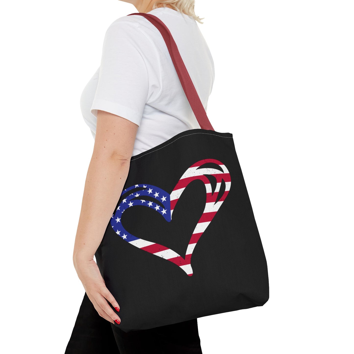 Princess Grace Patriotic Heart Tote Bag Love for America Design