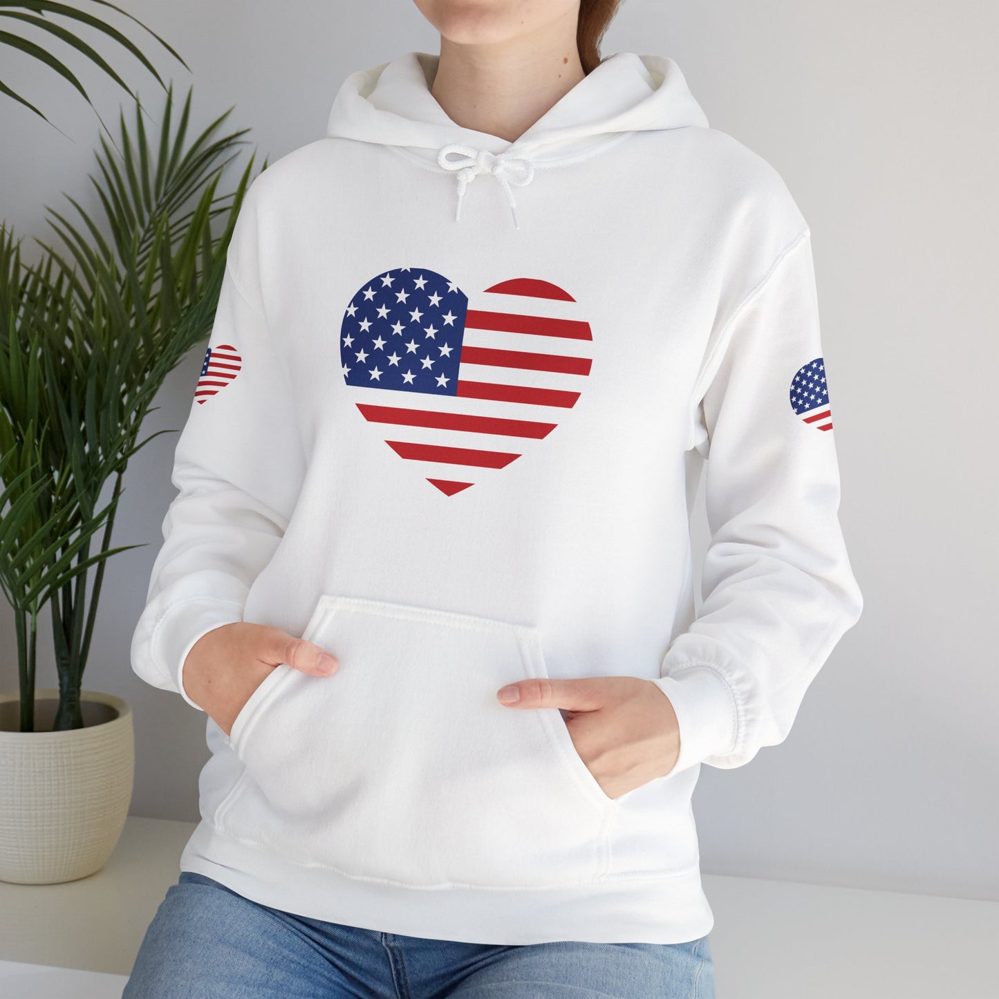 Princess Grace Patriotic Heart Design Unisex Hoodie Perfect for Holidays and Celebrations