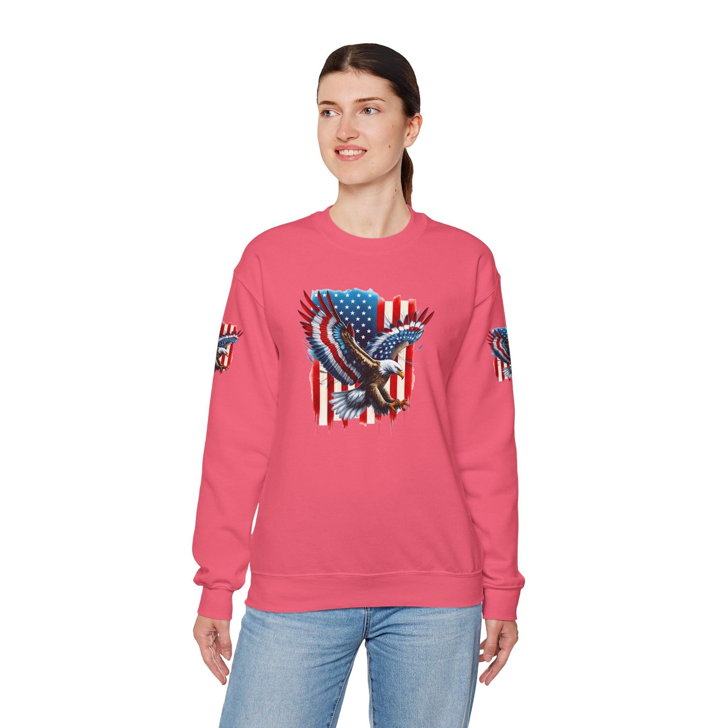 Princess Grace Patriotic Eagle Crewneck Sweatshirt Unisex Heavy Blend