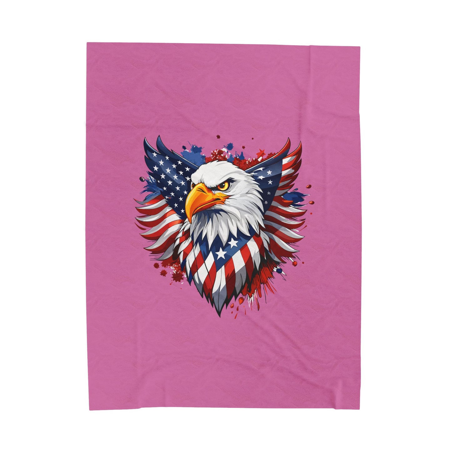 Princess Grace Patriotic Eagle Velveteen Plush Blanket Cozy Americana Decor