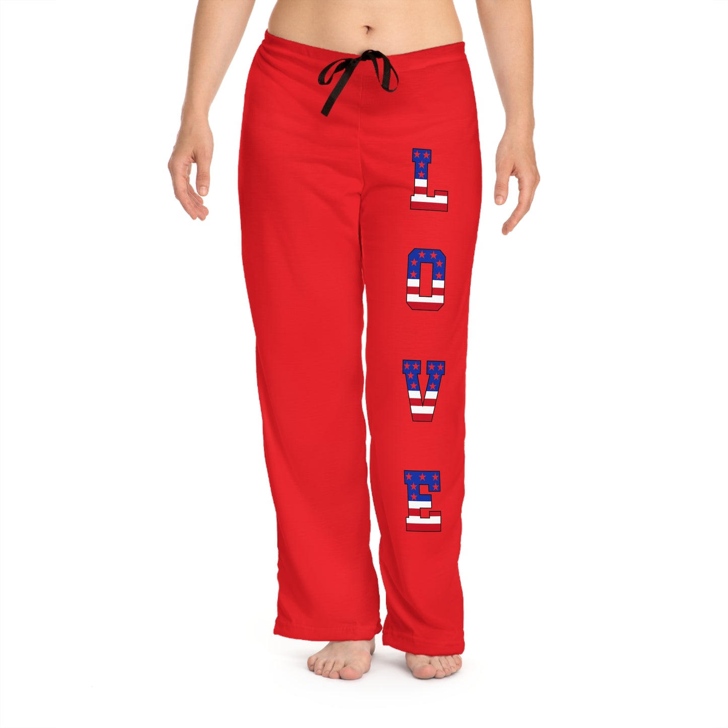 Princess Grace Patriotic Love Pajama Pants Cozy Red Loungewear for Holidays