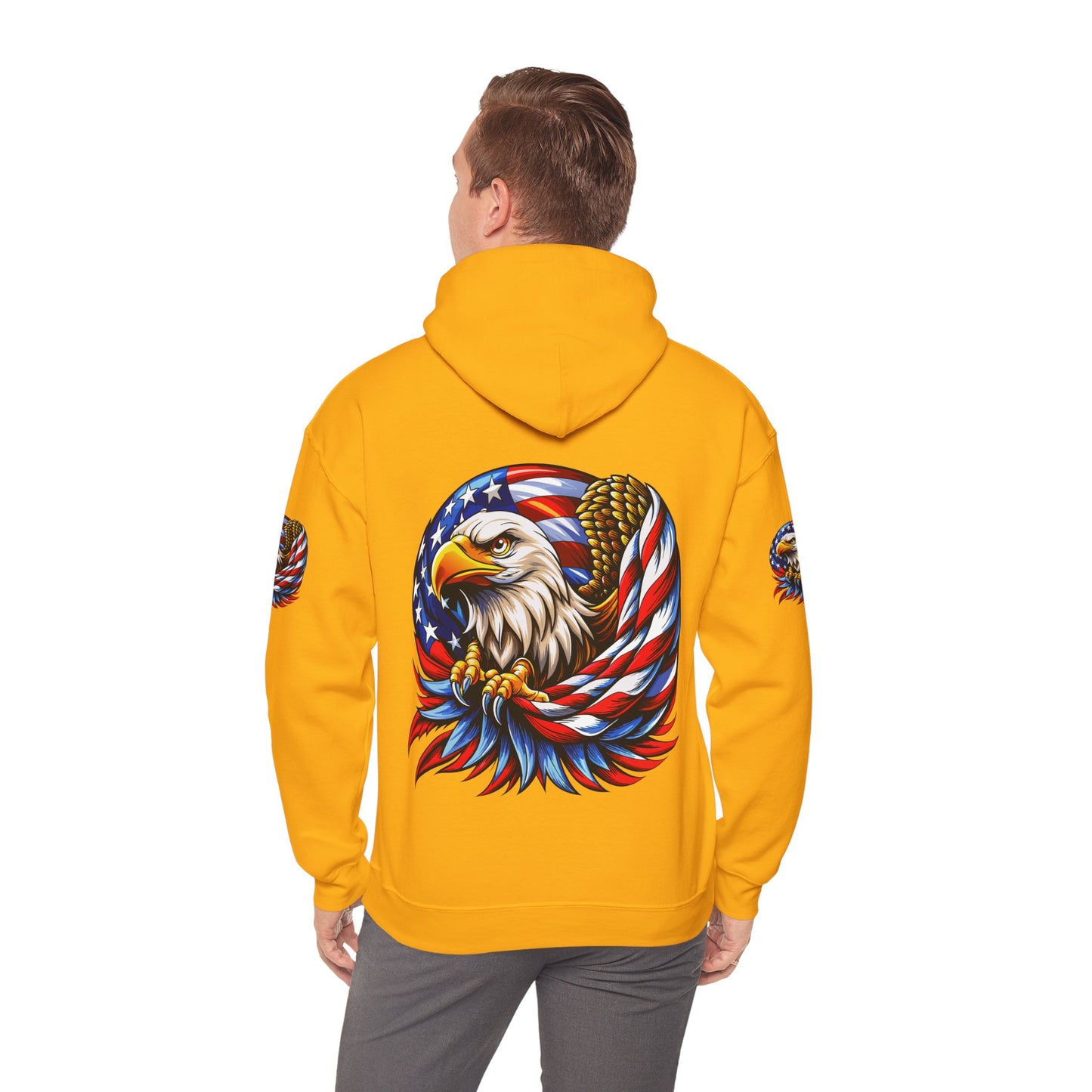 Princess Grace Patriotic Eagle Hoodie Unisex Heavy Blend Sweatshirt with American Flag Design