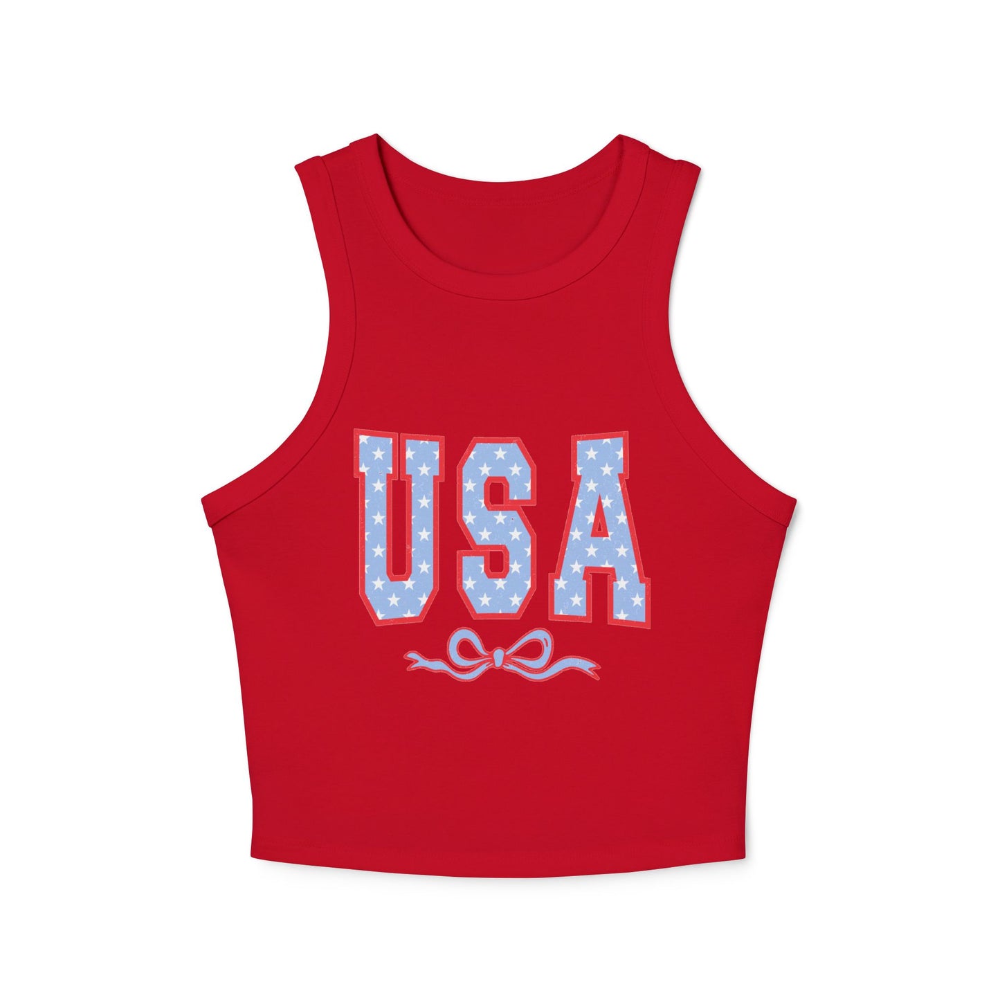 Princess Grace Patriotic USA Micro Rib Racer Tank Top for Women
