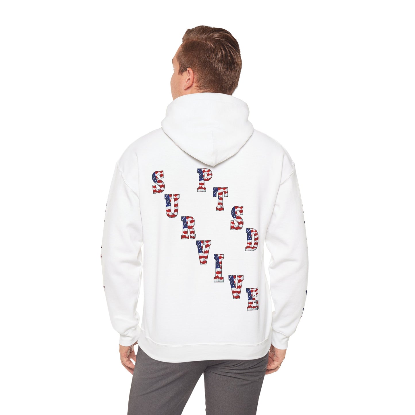Princess Grace PTSD Awareness Unisex Heavy Blend Hoodie Support Survivors with American Flag Design