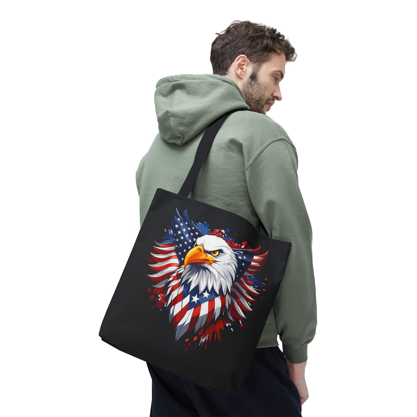 Princess Grace Patriotic Eagle Tote Bag American Flag Design for Fourth of July & Everyday Use