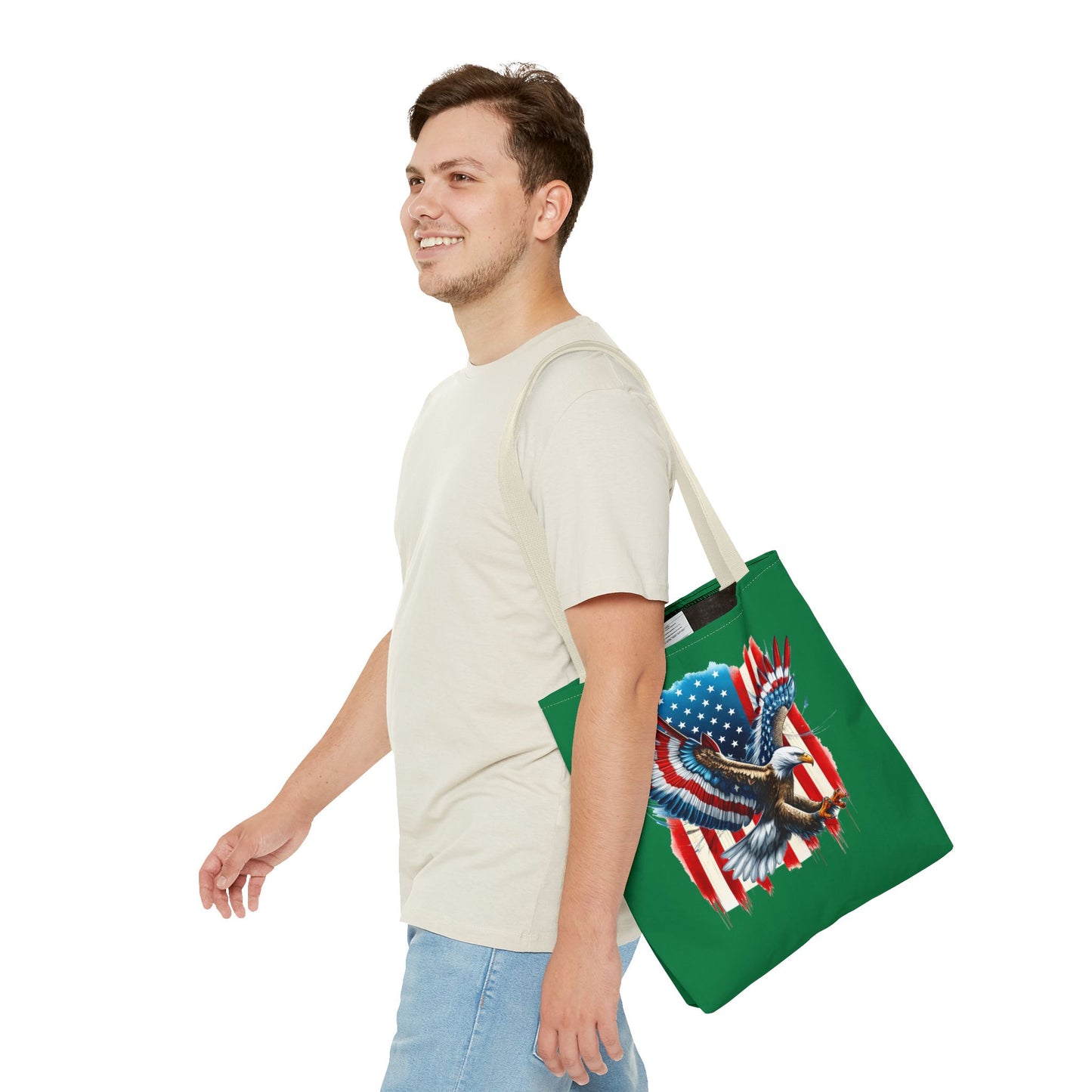 Princess Grace Patriotic Eagle Print Tote Bag American Flag Design for Fourth of July and Everyday Use