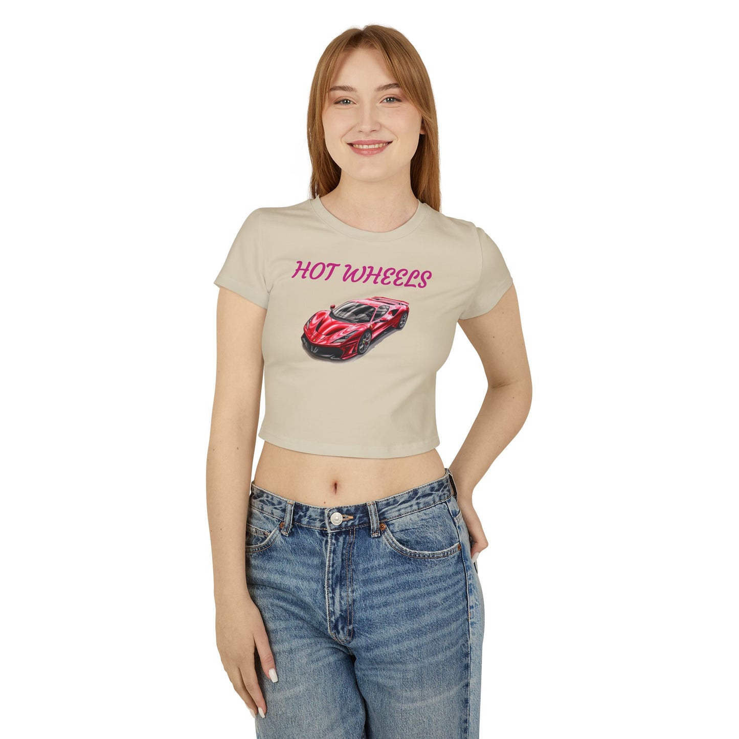 Princess Grace Hot Wheels Women's Baby Tee - Stylish Car Graphic T-Shirt