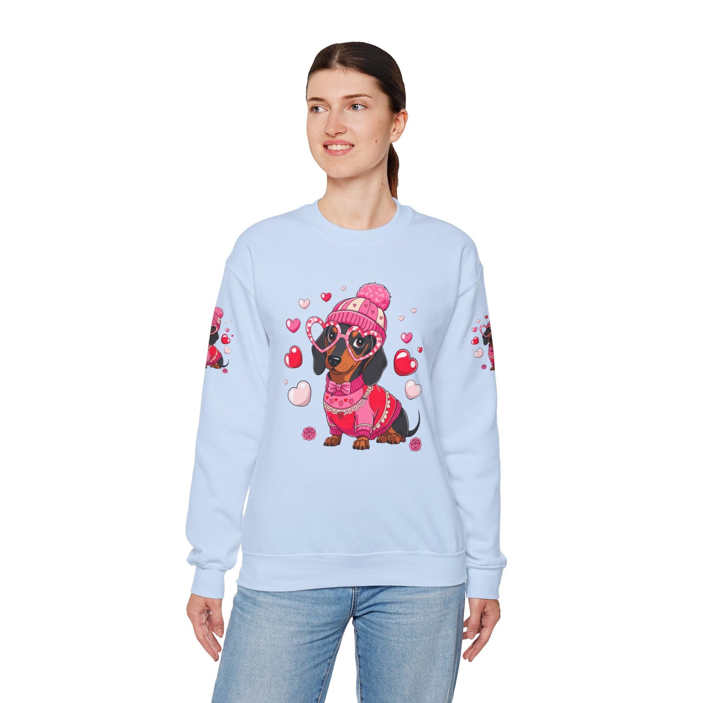 Princess Grace Cute Dachshund Love Sweatshirt Cozy Unisex Crewneck for Pet Lovers