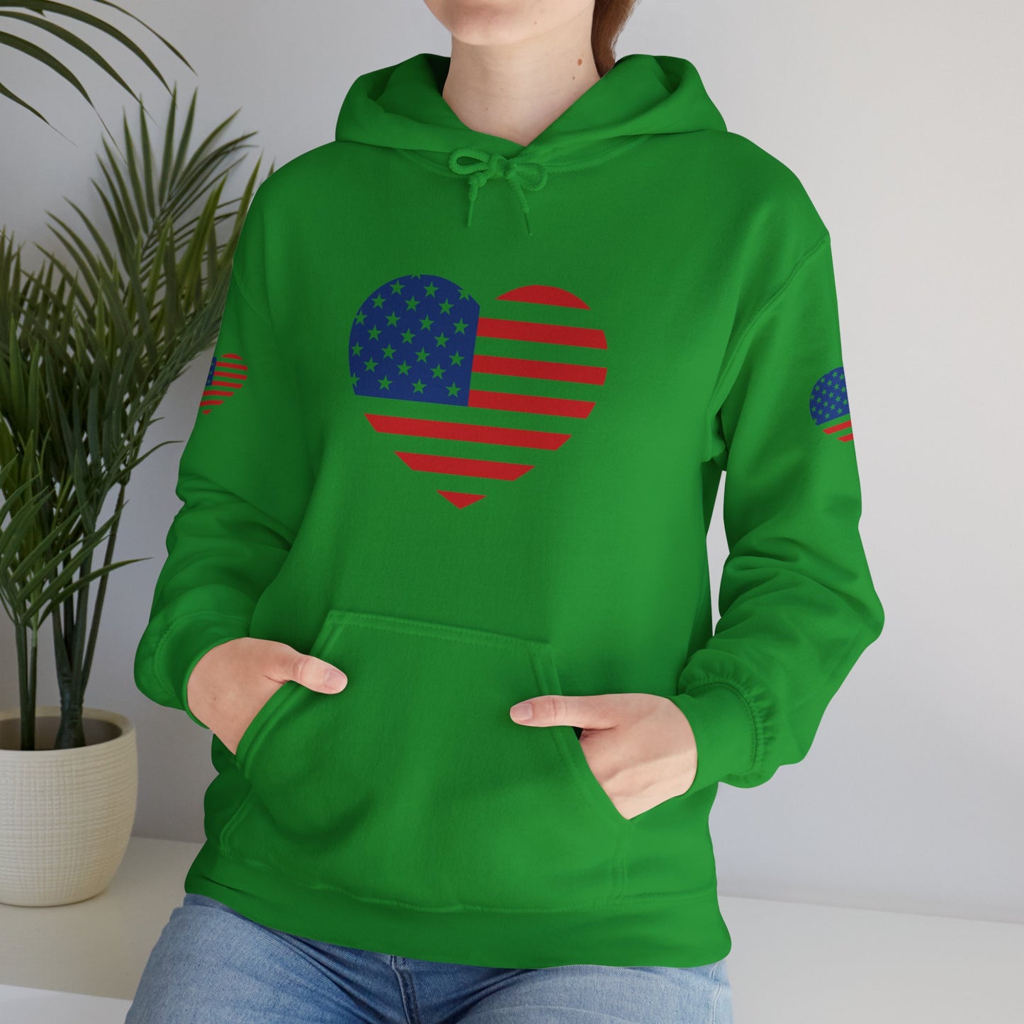 Princess Grace Patriotic Heart Design Unisex Hoodie Perfect for Holidays and Celebrations