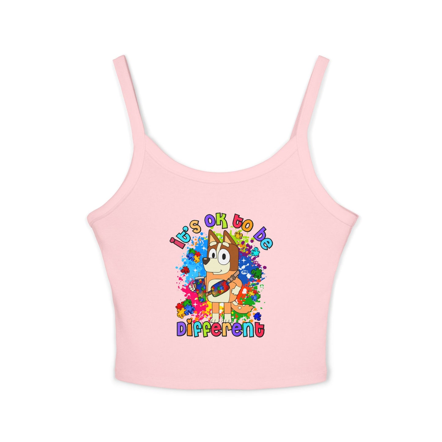 Princess Grace Bluey Colorful Spaghetti Strap Tank Top ‘It's OK to Be Different’