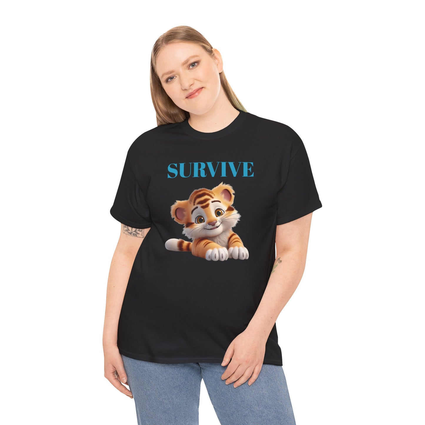 Princess Grace Survive Tiger Unisex Heavy Cotton Tee Cute Animal Graphic