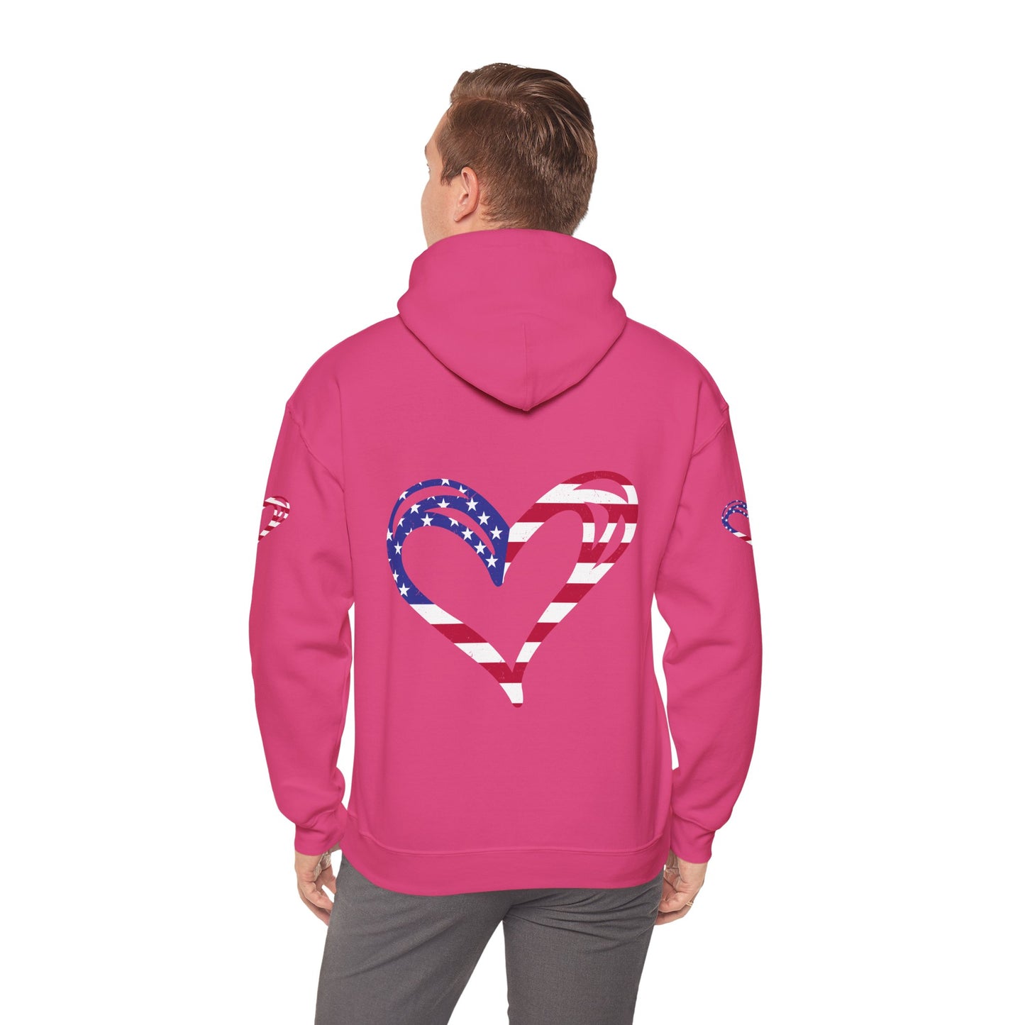 Princess Grace Patriotic Heart Unisex Hoodie Comfortable Heavy Blend Sweatshirt for Independence Day and Everyday Wear