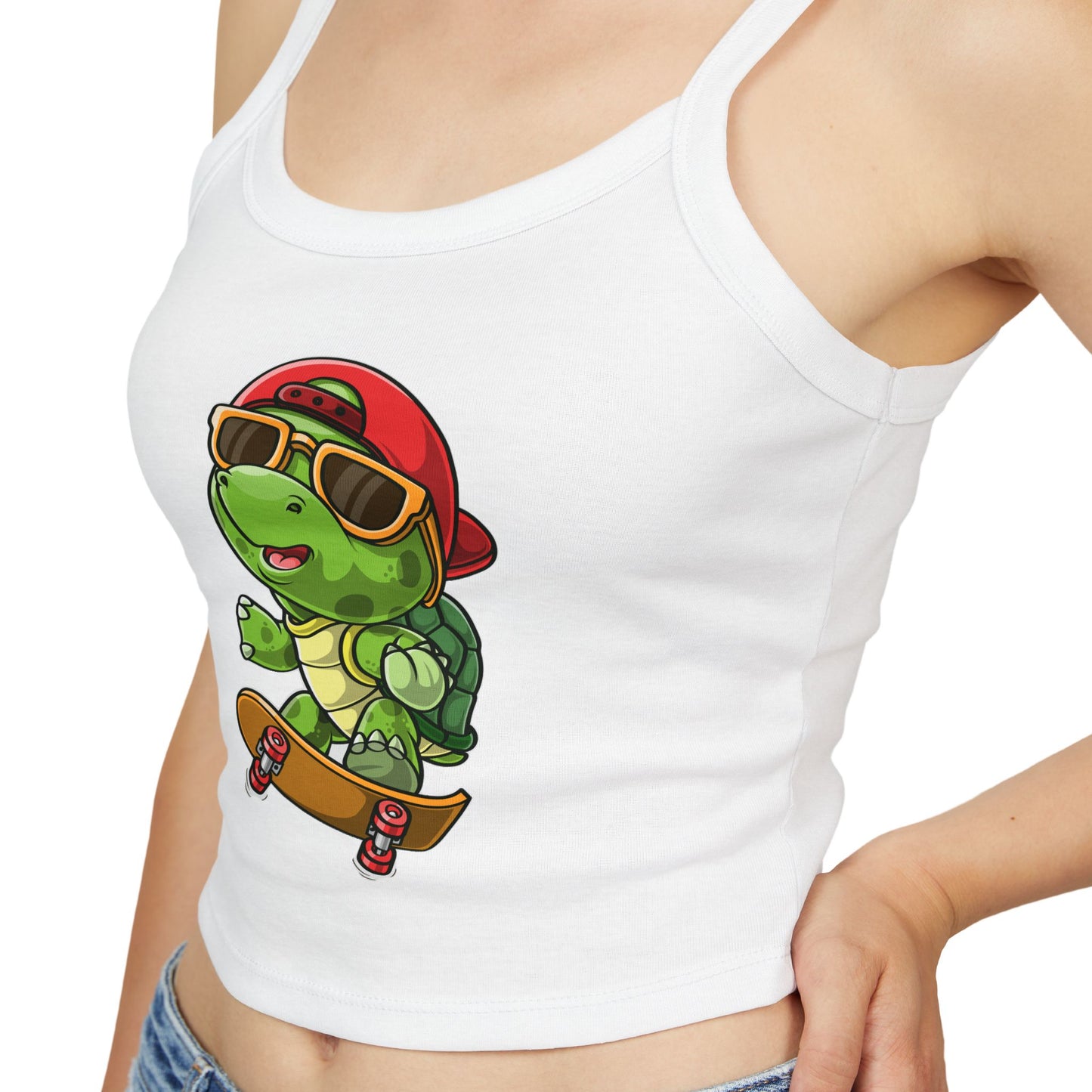 Princess Grace Cute Cartoon Turtle Skateboarding Women's Spaghetti Strap Tank Top