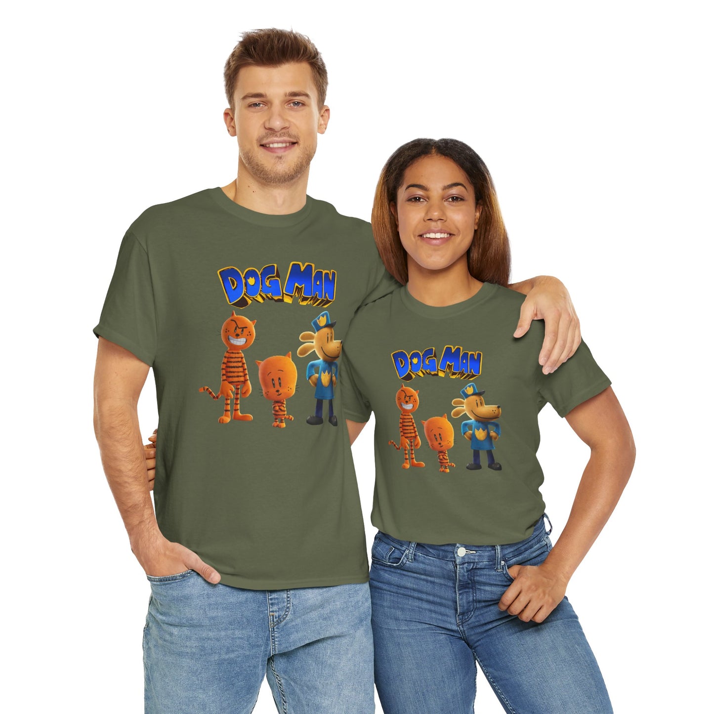 Princess Grace Dog Man Cartoon Unisex Heavy Cotton Tee Fun Graphic Tee for Kids and Fans
