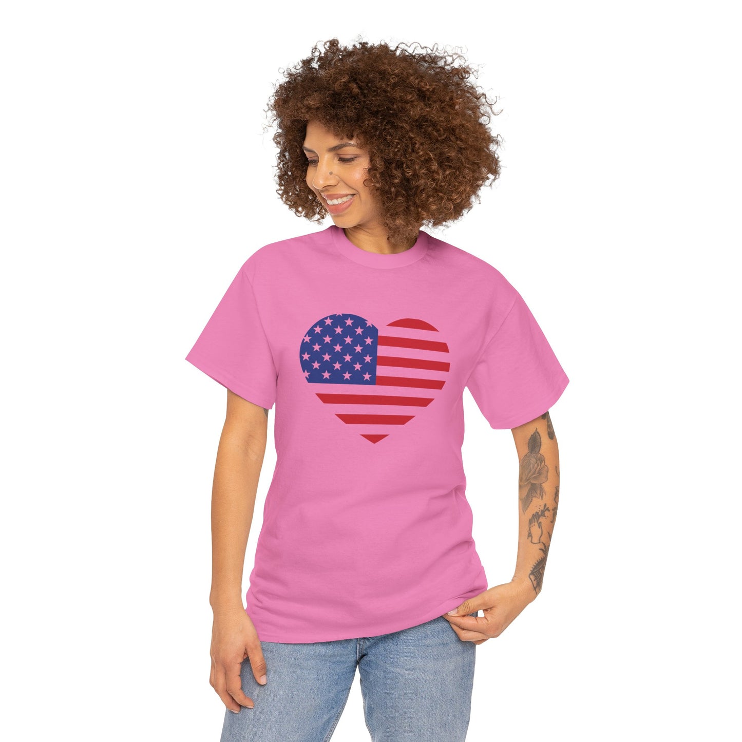 Princess Grace Patriotic Heart Unisex Heavy Cotton Tee Celebrate Freedom in Style