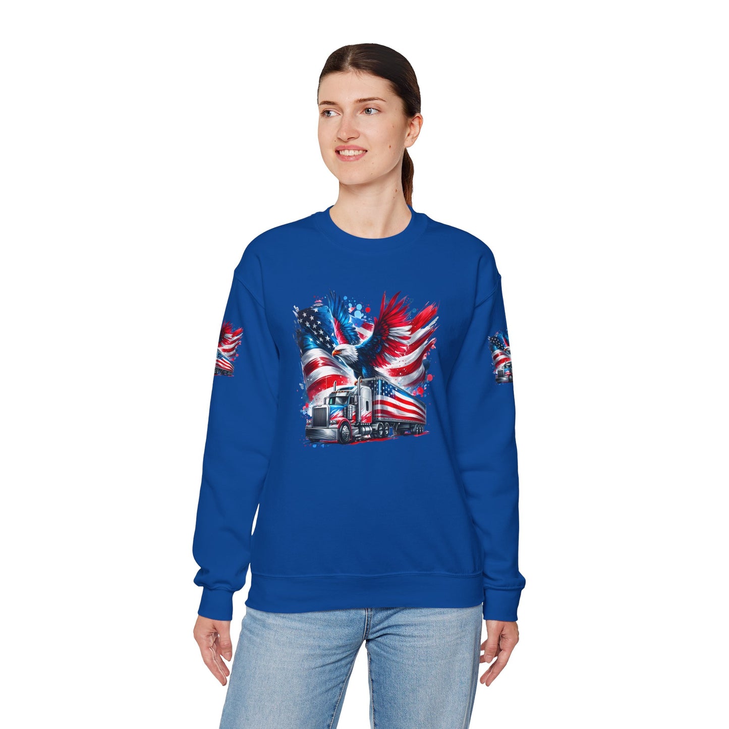 Princess Grace Patriotic Eagle Sweatshirt Unisex Heavy Blend Crewneck for Independence Day Veteran's Day & Everyday Comfort