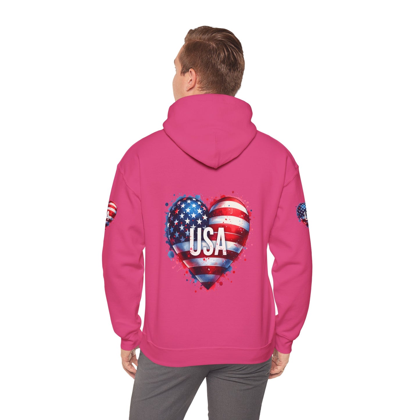 Princess Grace Patriotic Heart Hoodie for USA Lovers Unisex Heavy Blend