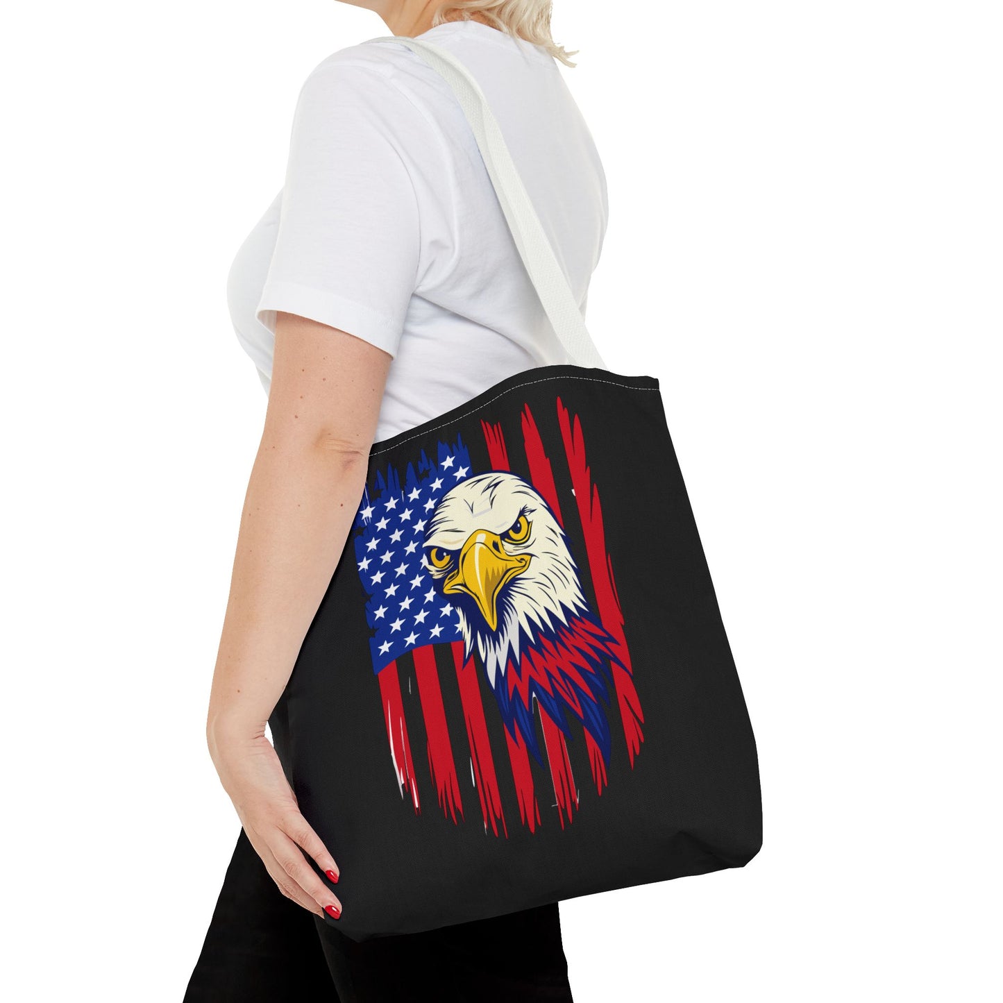 Princess Grace Patriotic Eagle Tote Bag USA Flag Design for Independence Day and Everyday Use