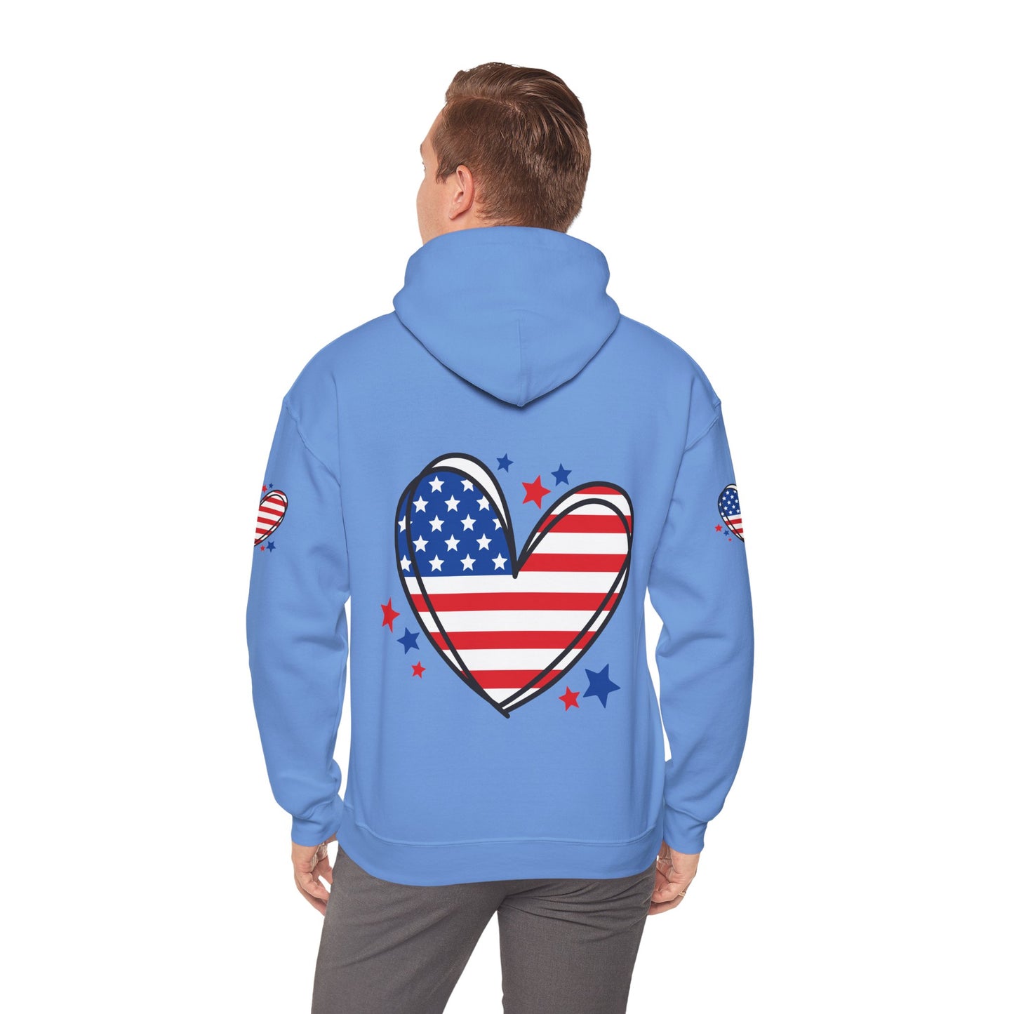 Princess Grace Patriotic Heart Hoodie Unisex Heavy Blend Hooded Sweatshirt for Independence Day & Year Round Love