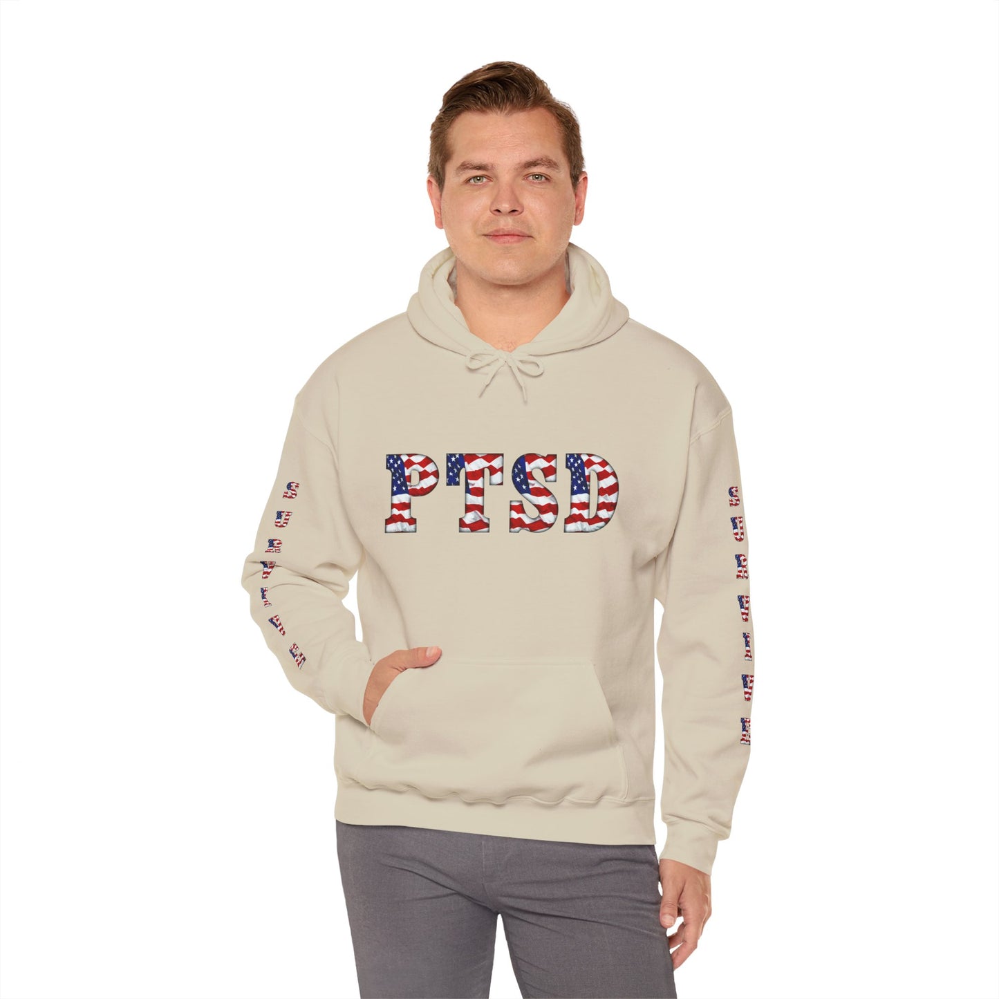 Princess Grace PTSD Awareness Unisex Heavy Blend Hoodie Support Survivors with American Flag Design