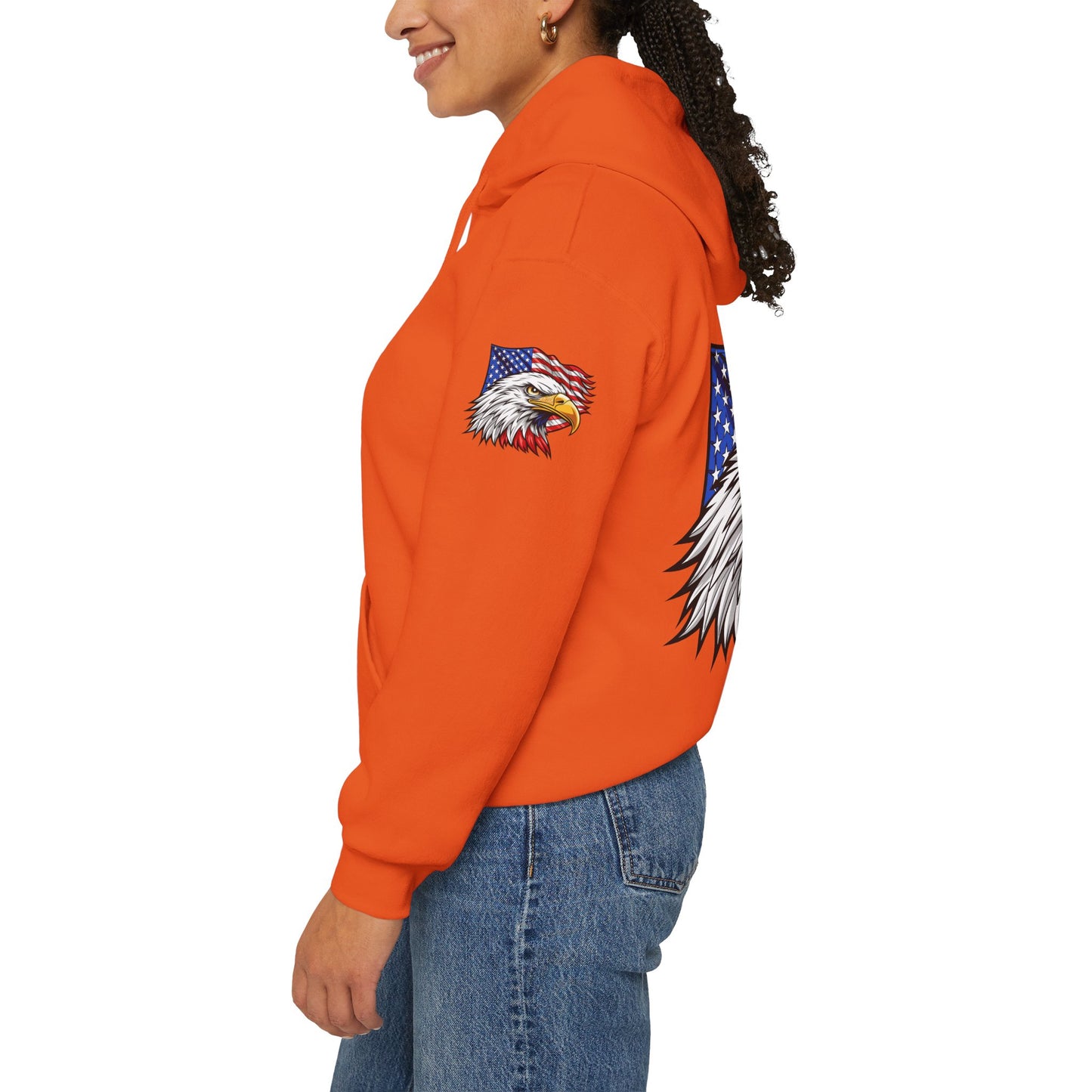Princess Grace Patriotic Eagle Hoodie Unisex Heavy Blend Sweatshirt with American Flag Design