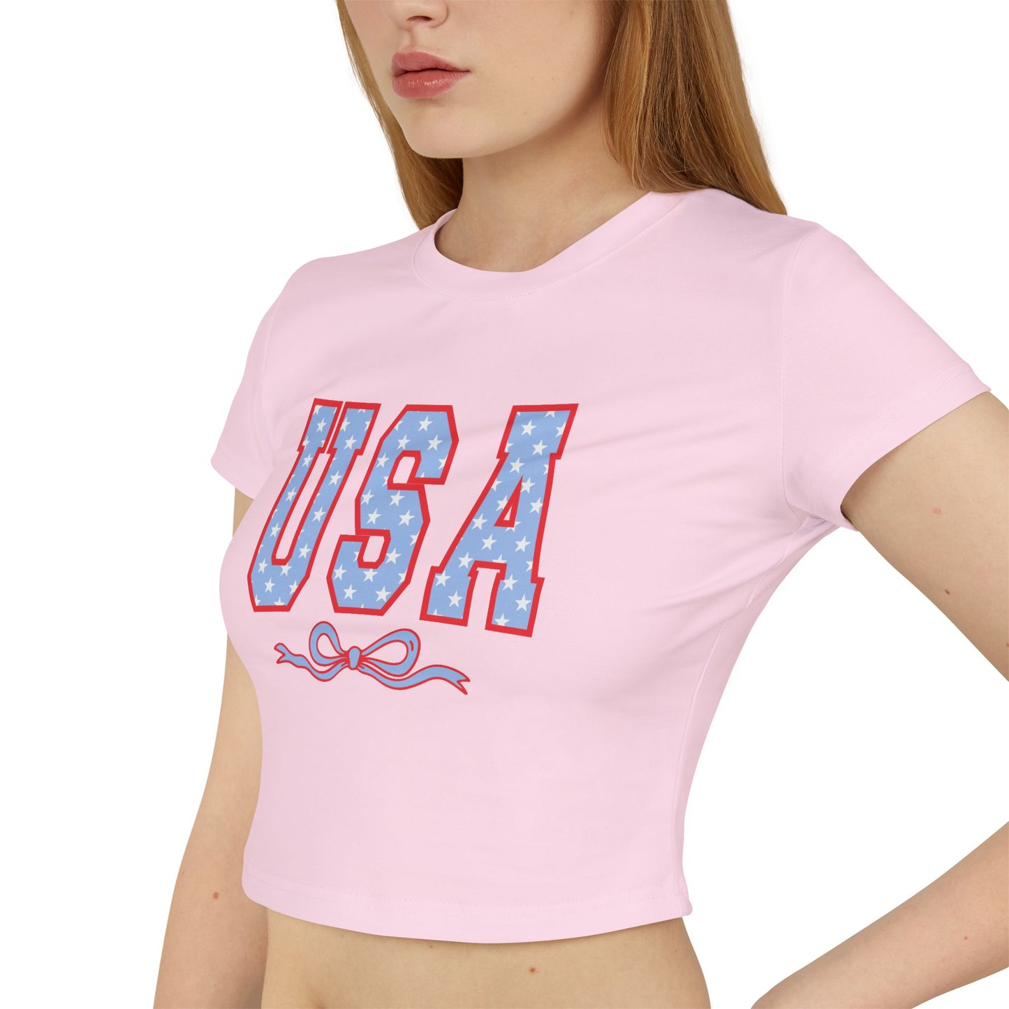 Princess Grace USA Stars & Stripes Women's Baby Tee Perfect for Independence Day & Casual Wear