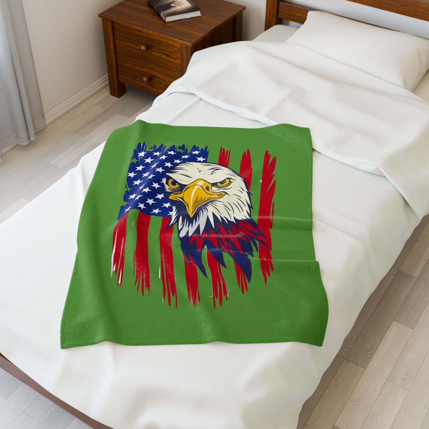 Princess Grace Patriotic Eagle Velveteen Plush Blanket