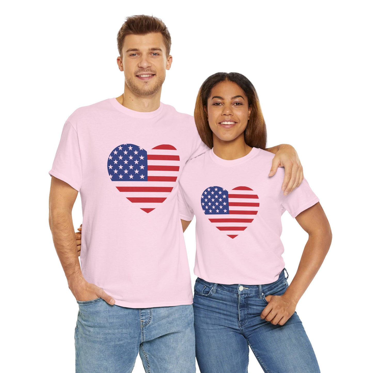 Princess Grace Patriotic Heart Unisex Heavy Cotton Tee Celebrate Freedom in Style