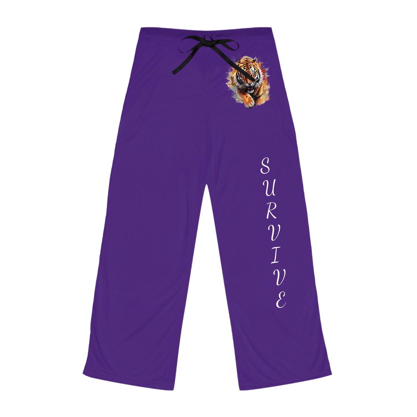Princess Grace Pajama Pants Purple Tiger 'Survive' Lounge Sleepwear