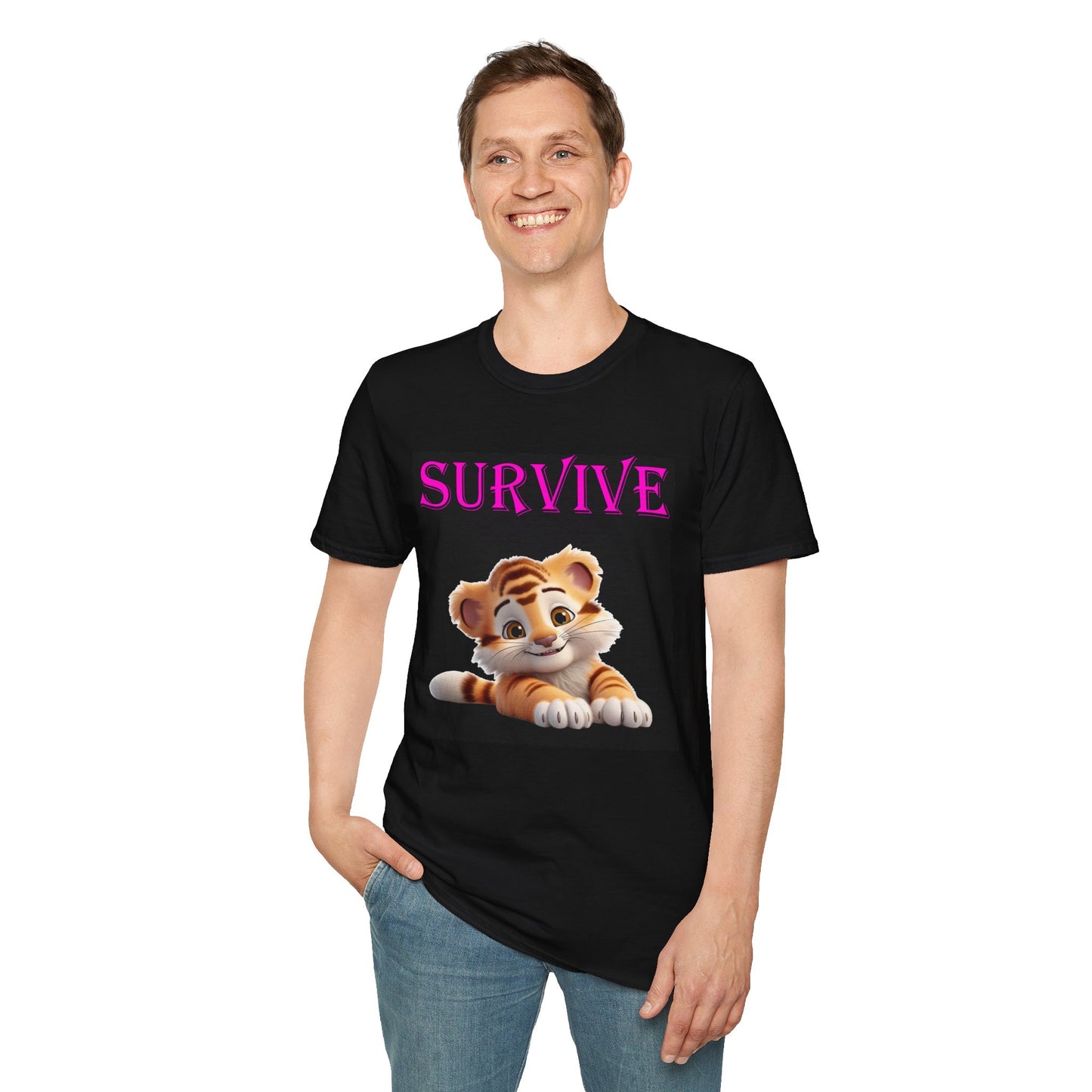 Princess Grace Survive Tiger Design Unisex Softstyle T-Shirt Cute Animal Graphic Tee