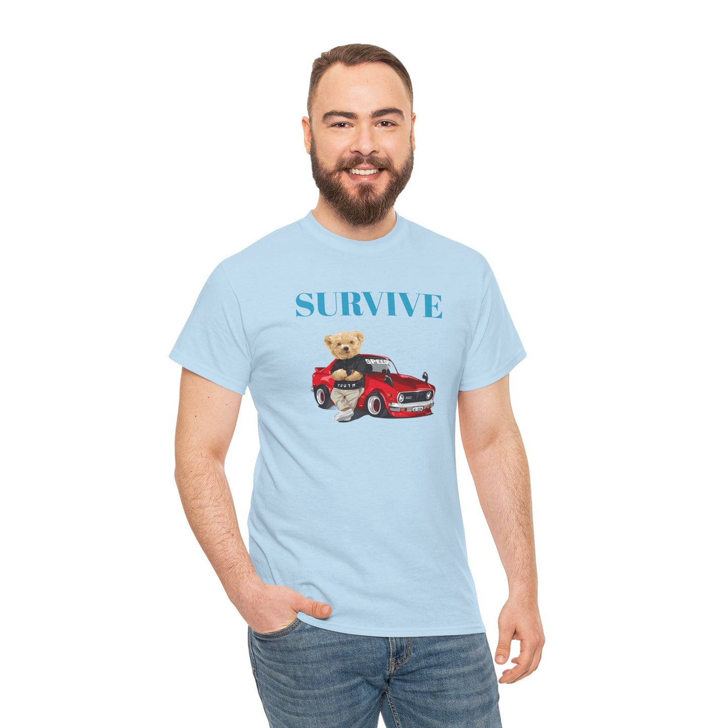 Princess Grace Survive Bear Graphic Unisex Heavy Cotton Tee