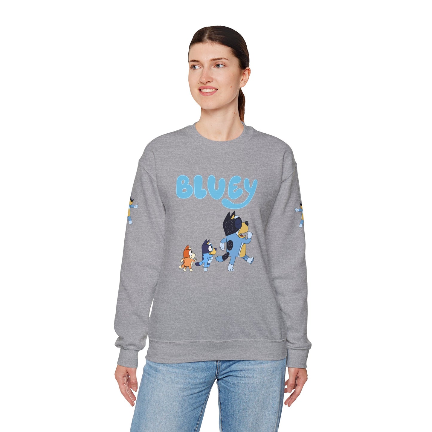 Princess Grace Bluey Family Unisex Crewneck Sweatshirt Cozy Cartoon Apparel