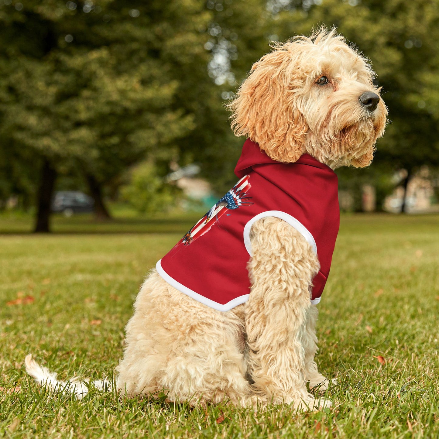 Princess Grace Patriotic Pet Hoodie with Eagle Design Cozy American Apparel for Dog Lovers