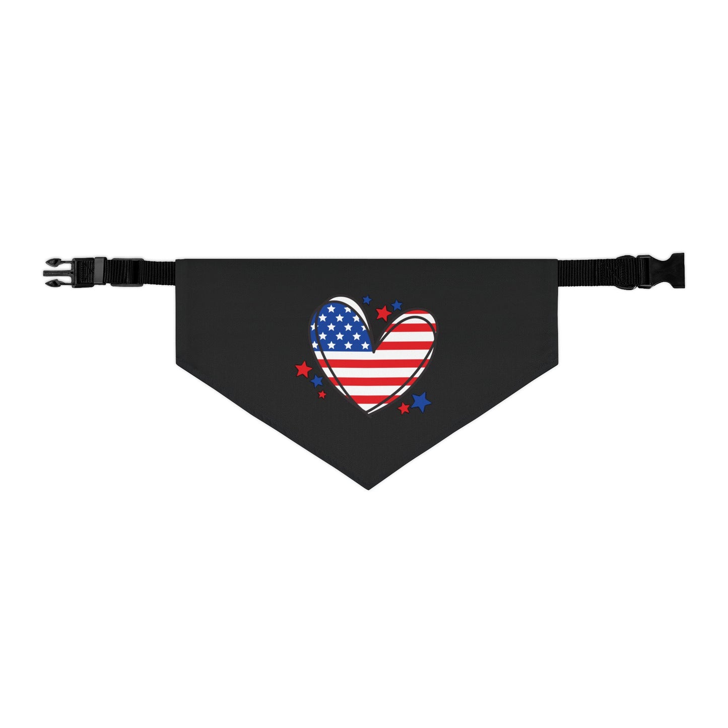 Princess Grace Patriotic Pet Bandana Collar Red, White & Blue Heart Design