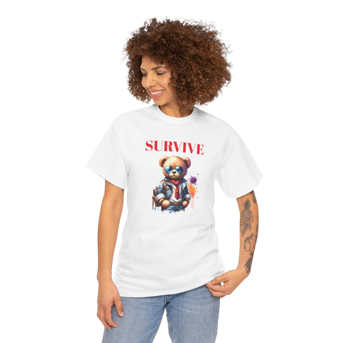 Princess Grace Survive Bear Unisex Heavy Cotton Tee