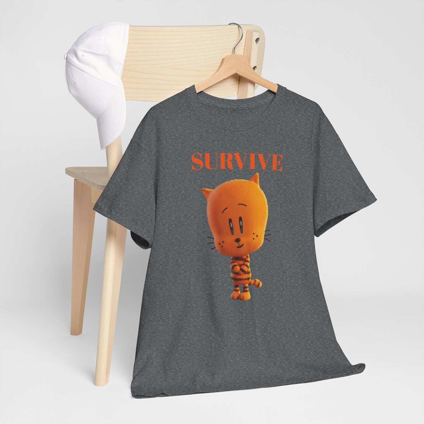 Princess Grace Survive Themed Unisex Heavy Cotton Tee Cute Cartoon Cat Design