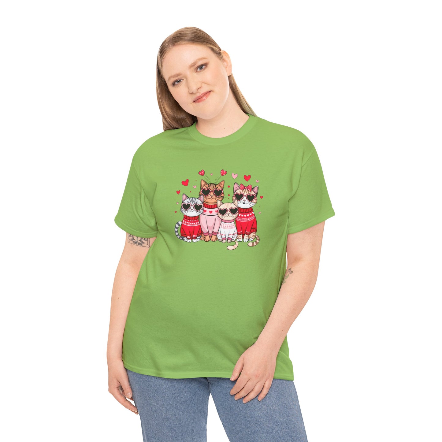Princess Grace Cute Cat Lovers Unisex Heavy Cotton Tee Adorable Cats in Sweaters
