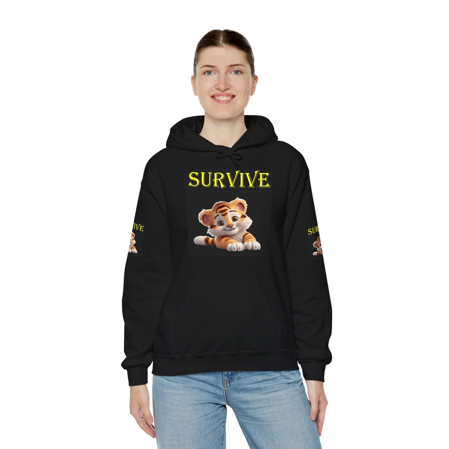 Princess Grace Survive Tiger Graphic Unisex Hoodie Cozy Cat Lover's Sweatshirt