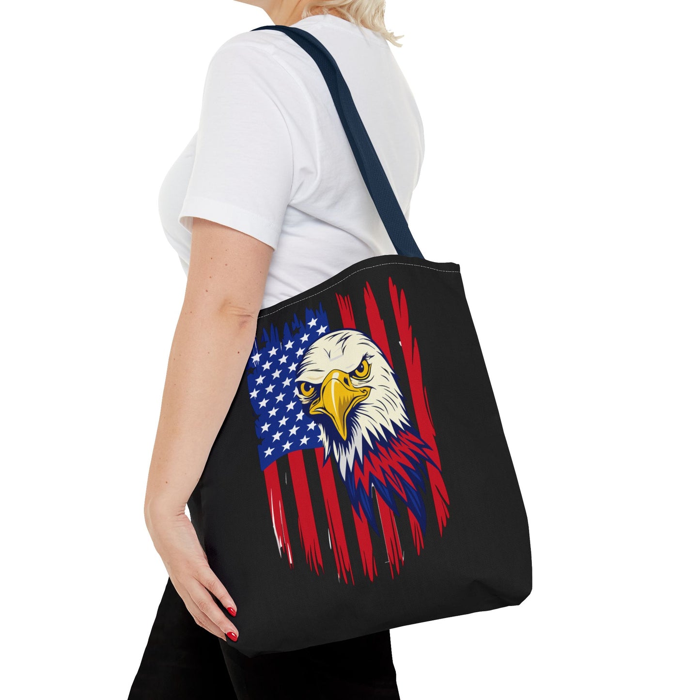 Princess Grace Patriotic Eagle Tote Bag USA Flag Design for Independence Day and Everyday Use
