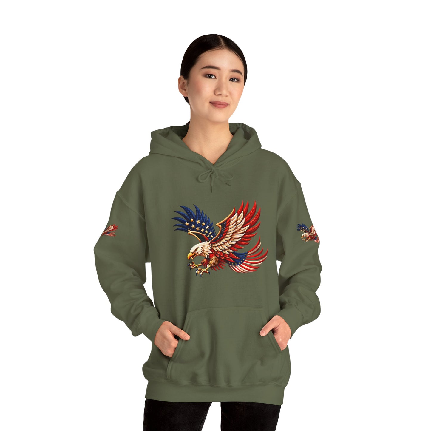Princess grace Patriotic Eagle Hooded Sweatshirt Unisex Heavy Blend