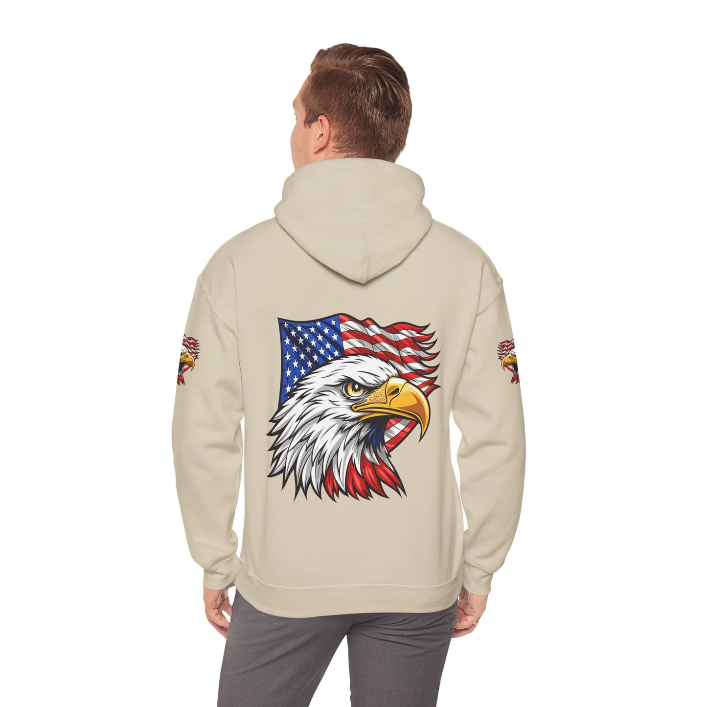 Princess Grace Patriotic Eagle Hoodie Unisex Heavy Blend Sweatshirt with American Flag Design