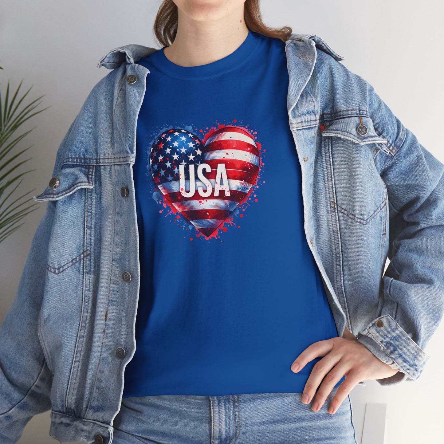 Princess Grace Patriotic Heart Unisex Cotton Tee USA Freedom Shirt