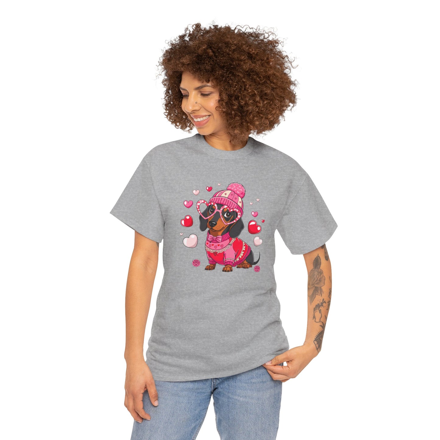 Princess Grace Cute Dachshund Love Graphic Tee Unisex Heavy Cotton Tee