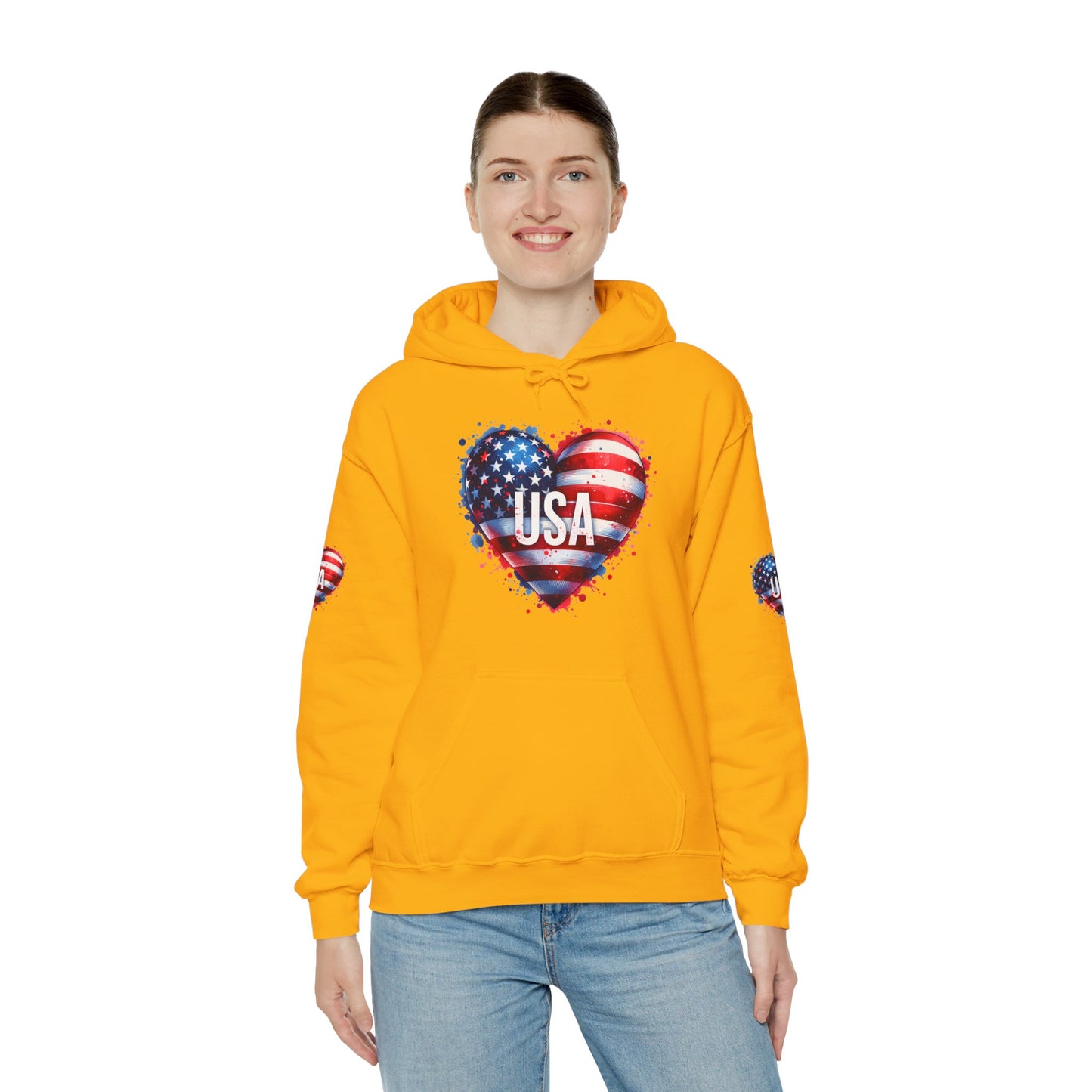 Princess Grace Patriotic Heart Hoodie for USA Lovers Unisex Heavy Blend