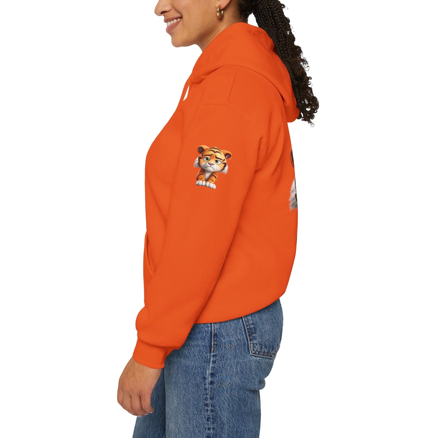 Princess Grace Playful Tiger Graphic Hoodie Unisex Heavy Blend Sweatshirt for Kids and Adults